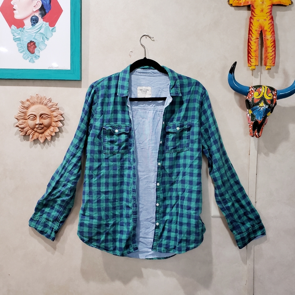 Abercrombie & Fitch Button Up Checkered Shirt Sz M